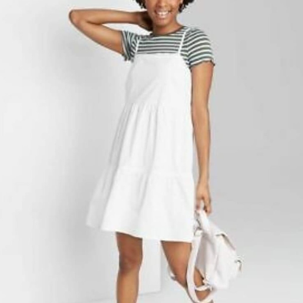 Womens Square Neckline White Mini Dress Size M